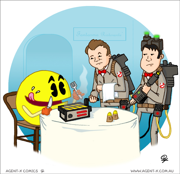 pac man, caça fantasmas, quadrinhos