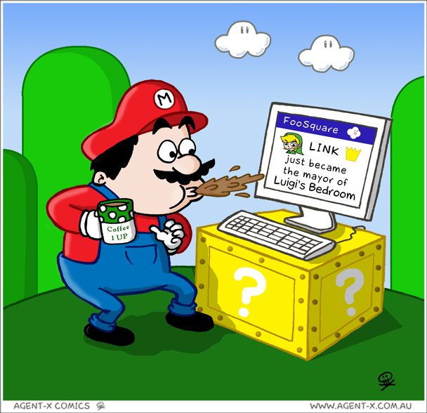 Wait until he sees the update that Princess Peach is on the mushrooms.