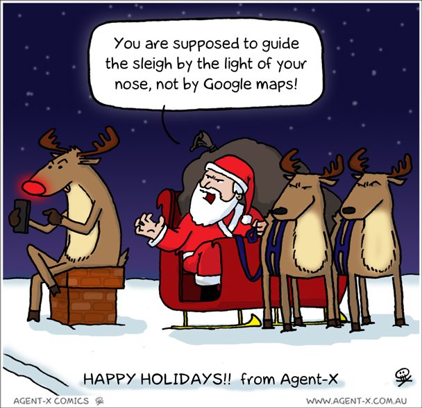 Actually, Rudolph was checking in to every house, so he could become the foursquare mayor of the world.